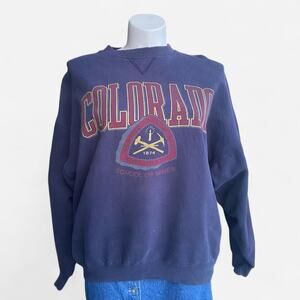 Vintage 90s Colorado School of Mines Navy blue Crewneck Sweatshirt